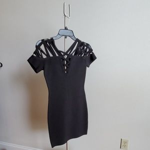 Bebe Black Strappy Bandage Dress